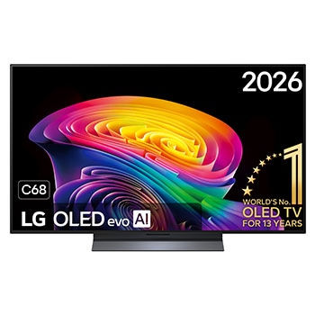 Vooraanzicht van 48 inch LG OLED evo AI C6 4K Smart TV 2026 OLED48C68LA